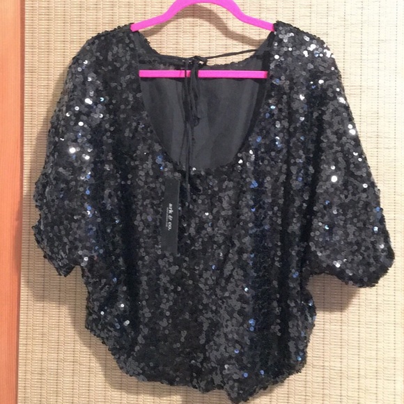 Ark & Co Original Nasty Gal Black Sequin Top - Picture 4 of 8